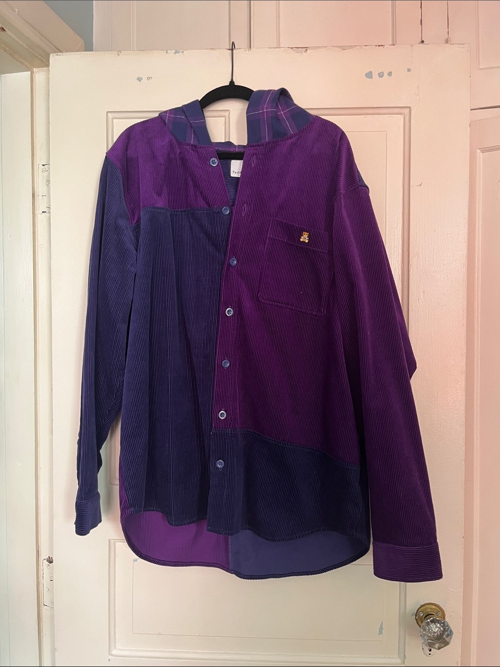 TeddyFresh Purple & Violet Corduroy Colorblock Jacket